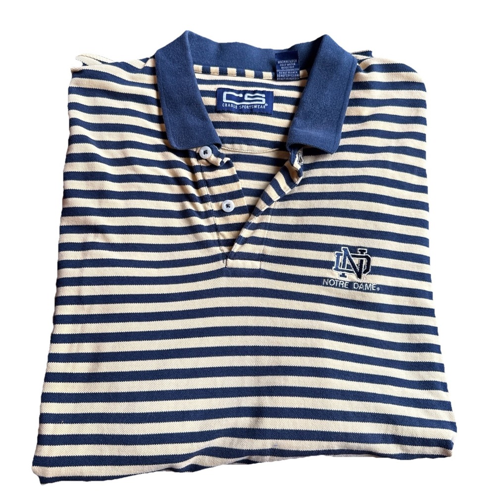 Vintage 90s  Notre Dame Irish Football Mens Size XL Polo‎ Shirt Striped Crable